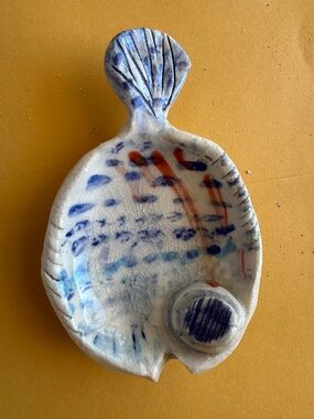 Handcrafted Blue and Orange Fish Ceramic Mini Dish
